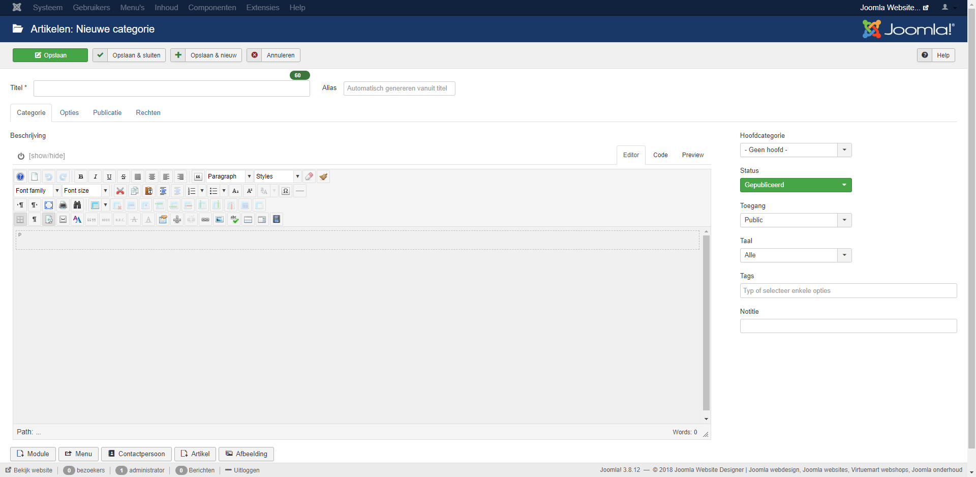 joomla categorie toevoegen